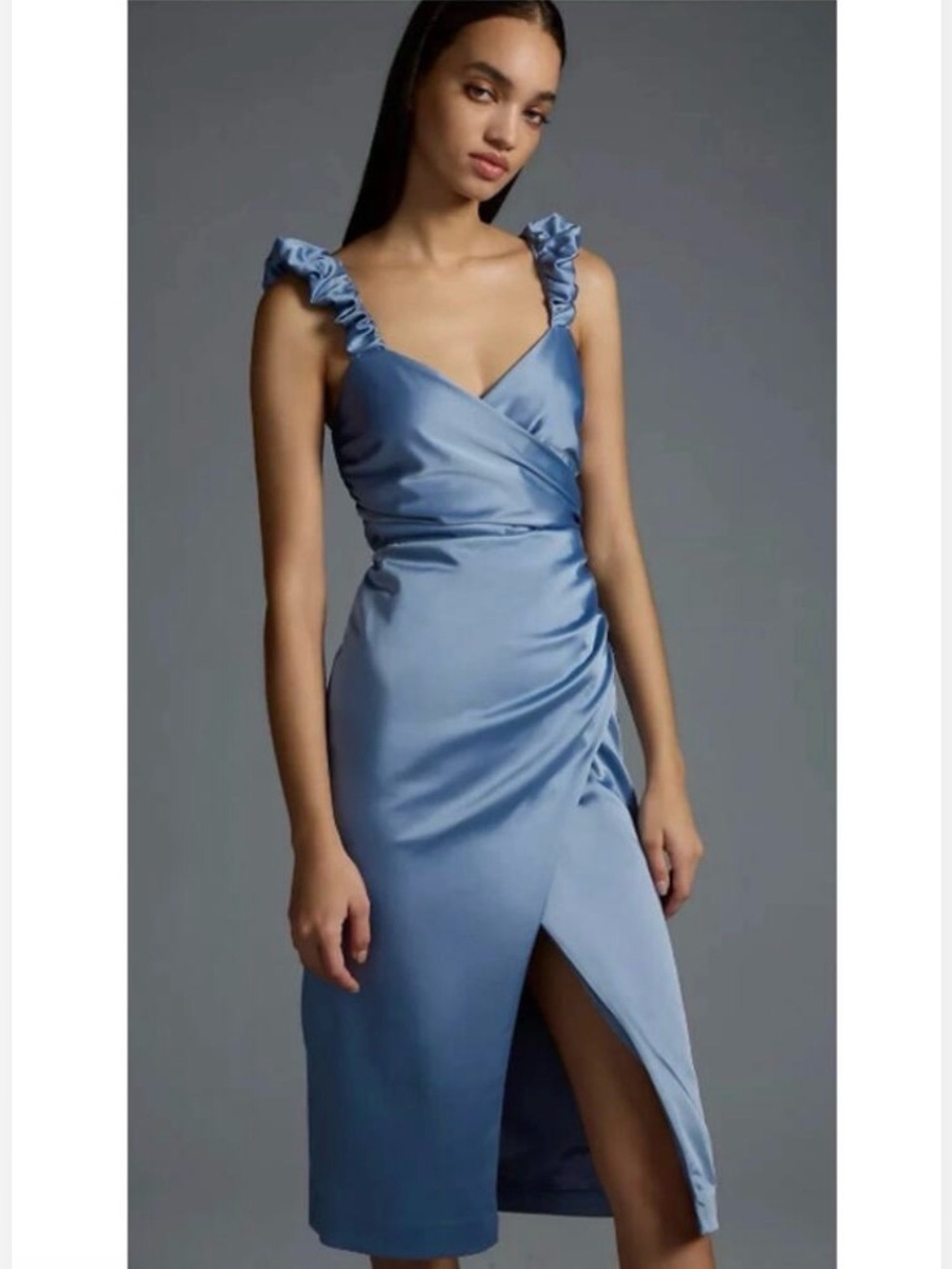 By Anthropologie Ruched Sweetheart Dress Blue NWT SZ SMALL